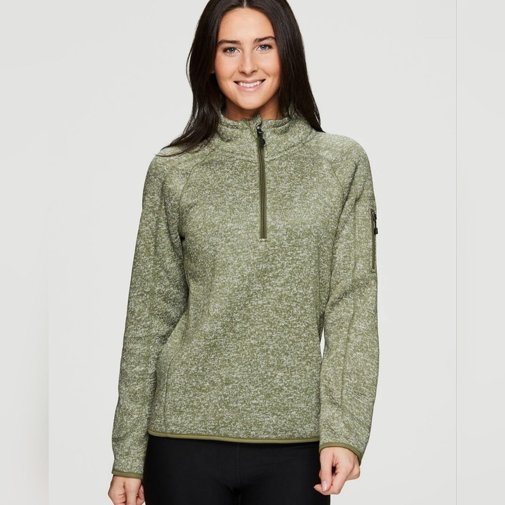 Avalanche Peak 1/4 Zip Mock Neck olive green Pullover,  size M